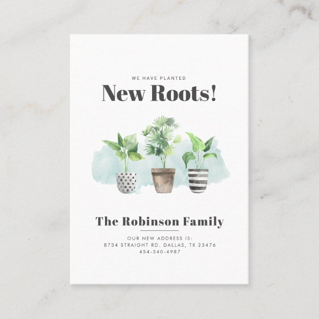 Vi har flyttat Boho New Roots Flytta Announcement Visitkort (Framsida)