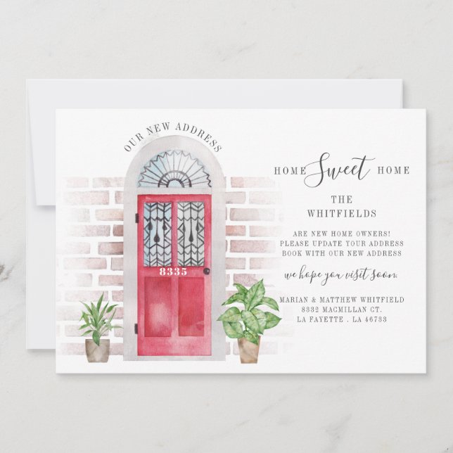 Vi har flyttat Boho Red Door Flytta Meddelande (Framsida)