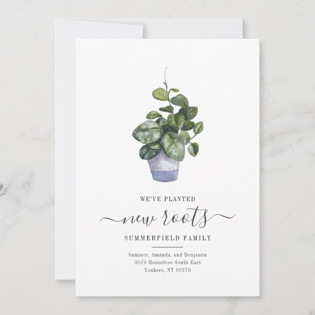 Vi har flyttat Boho Script New Roots Botanisk Flyt (Framsida)