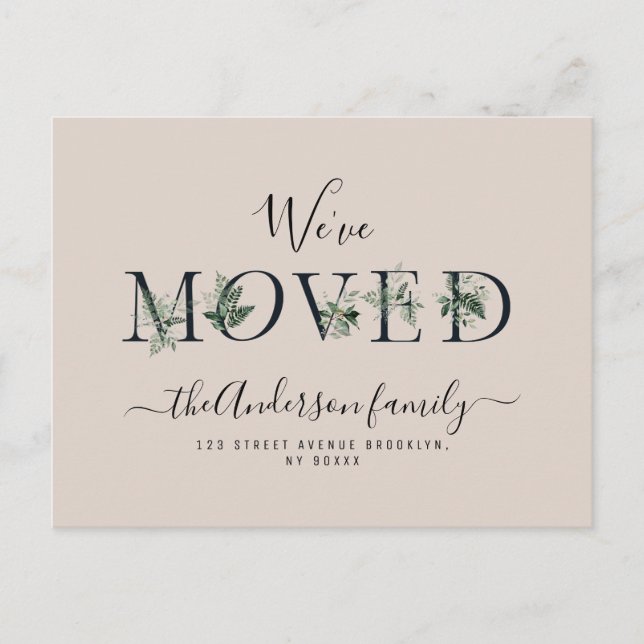 Vi har flyttat brev New Home Vykort (Framsida)