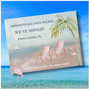 Vi har flyttat Budget Ocean Beach Chairs Flytt Meddelande Vykort