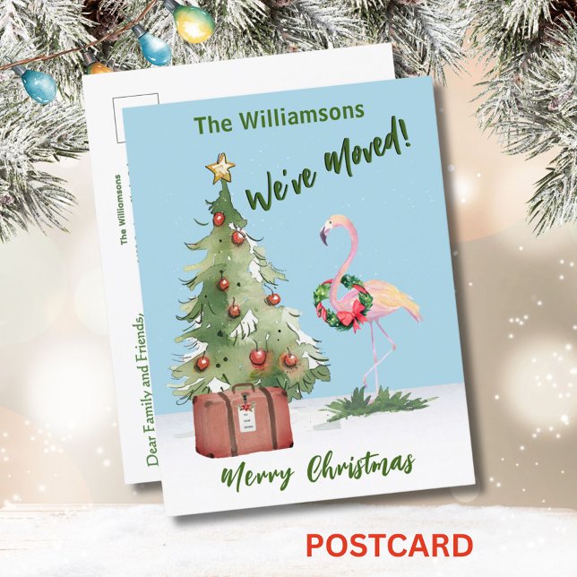 Vi har flyttat budget Reindeer Julgran Meddelande Vykort (Skapare uppladdad)