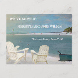 Vi har flyttat Budgetära havsstolar Flyttar  Meddelande Vykort