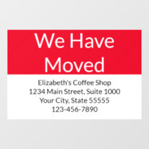 Vi har Flyttat Business Notification Red and White