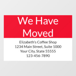 Vi har Flyttat Business Notification Red and White