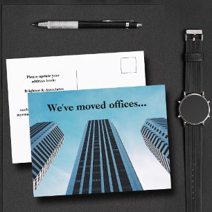 Vi har flyttat Business Skyline Photo Flytta Vykort