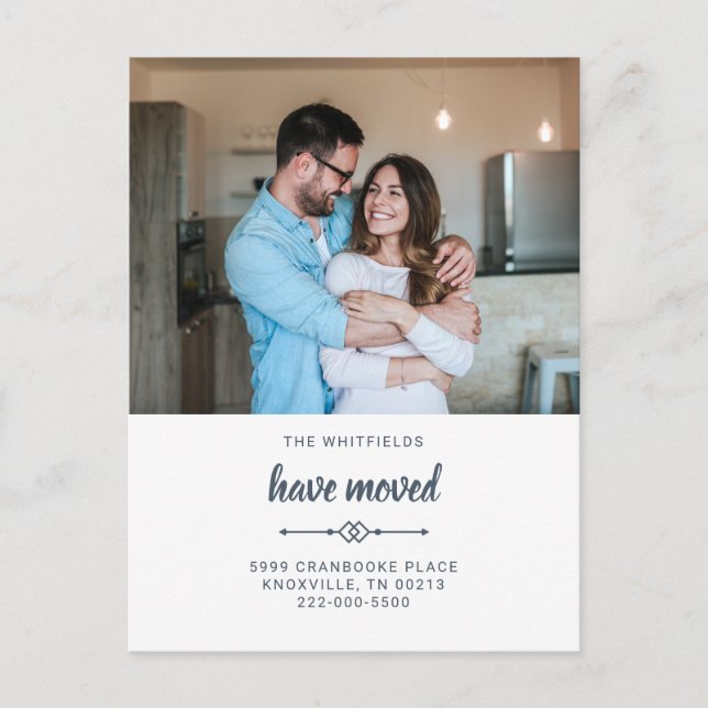 Vi har flyttat Byte av adress Flytt Meddelande Vykort (Framsida)