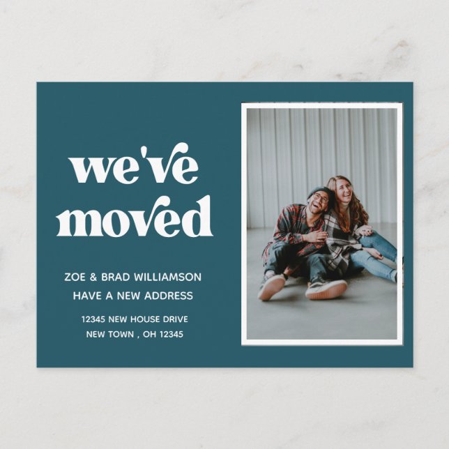 Vi har flyttat Byte av Adress Photo Flytta Blue Vykort (Framsida)