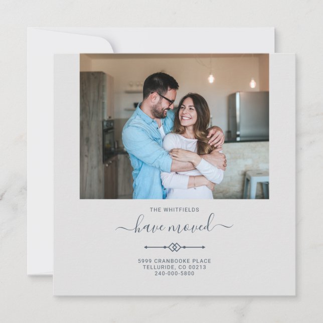 Vi har flyttat Byte av Adress Photo Flytta Meddelande (Framsida)