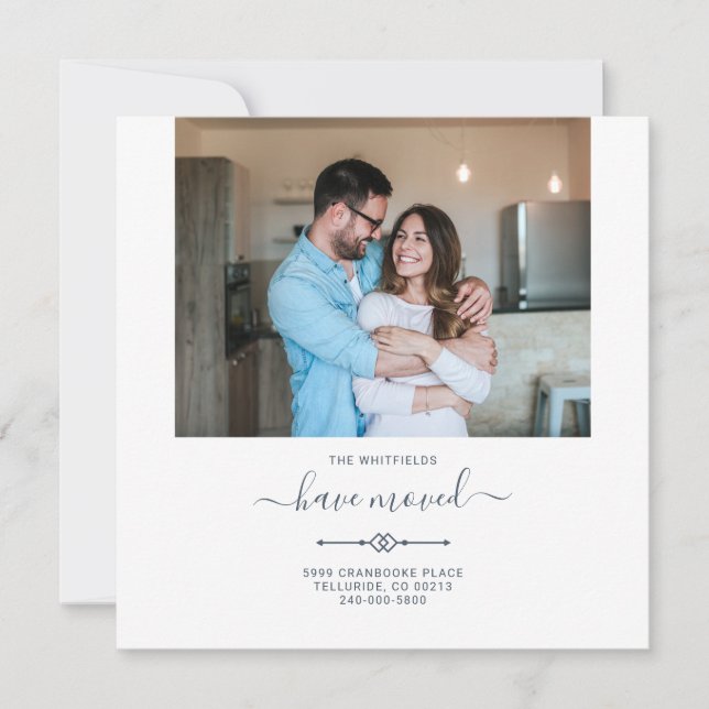 Vi har flyttat Byte av Adress Photo Flytta Meddelande (Framsida)