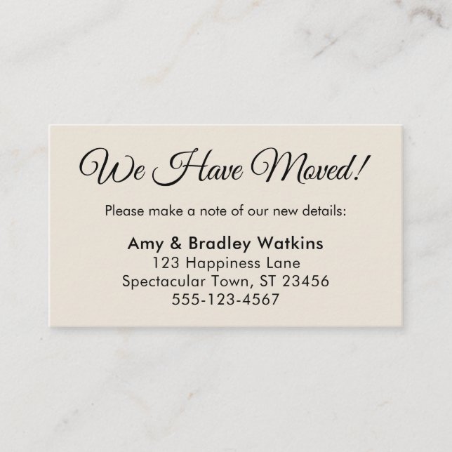 Vi har Flyttat byte av Adress Tilläggskort (Framsida)