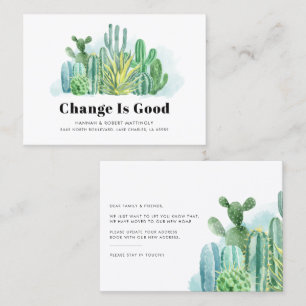 Vi har flyttat Cacti Succulents Flytta Announcemen Visitkort