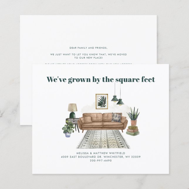 Vi har flyttat Chic Boho Flytta Announcement (Fram/baksida)