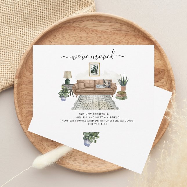 Vi har flyttat Chic Boho Flytta Meddelande (We Moved Boho Living Room Moving Announcement)