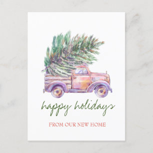 Vi har flyttat,Chic Truck,Pine Tree Holiday Meddelande Vykort