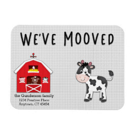 Vi har flyttat Cow Barn Farm New Home Notice Magnet