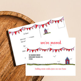Vi har flyttat Cute Anpassningsbar Beach House Meddelande Vykort