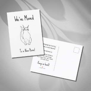 Vi har flyttat Cute Cat New Home Black White Meddelande