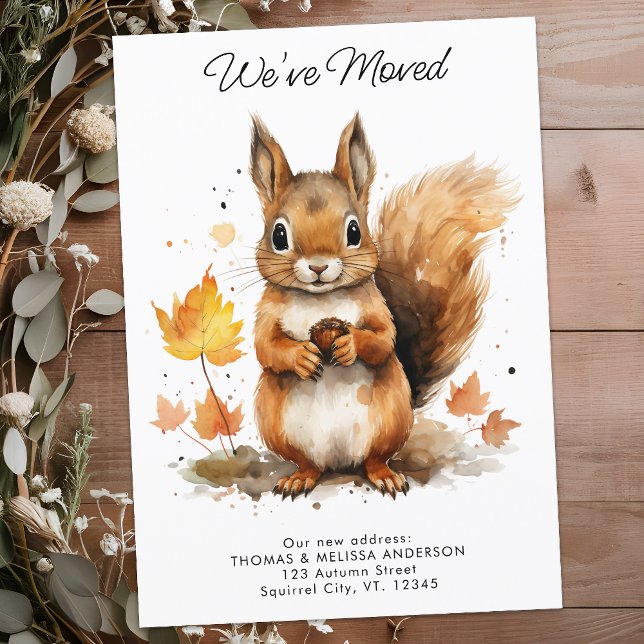 Vi har flyttat Cute Fall Squirrel Ny adress Flytta Meddelande (Skapare uppladdad)