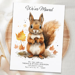 Vi har flyttat Cute Fall Squirrel Ny adress Flytta Meddelande Vykort