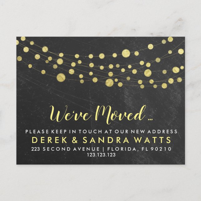 Vi har flyttat den nya adressen meddelande vykort (Framsida)