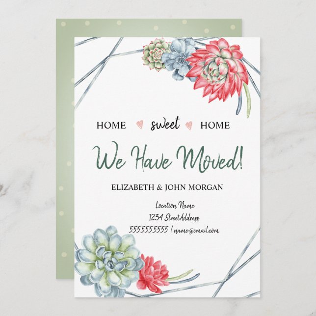 Vi har Flyttat, Desert Cactus Red Succulents (Fram/baksida)