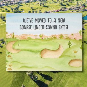 Vi har flyttat Desert Golf Course Watercolor Vykort