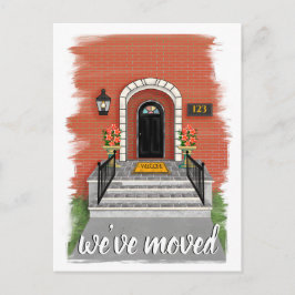 Vi har flyttat | Elegant Red Brick House Teckning Meddelande Vykort