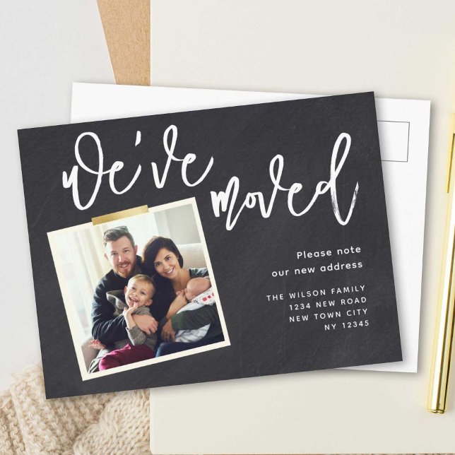 Vi har flyttat Enkel modern fotoFlytta Meddelande Vykort (Skapare uppladdad)