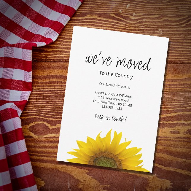 Vi har flyttat Enkel solrosFlytta Meddelande (Skapare uppladdad)