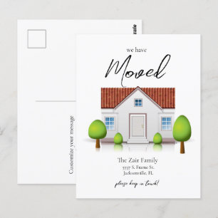 Vi har Flyttat ett nytt, enkelt, minimalistiskt ma Vykort