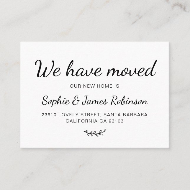 Vi har Flyttat ett nytt inmatningskort för minimal Visitkort (Framsida)