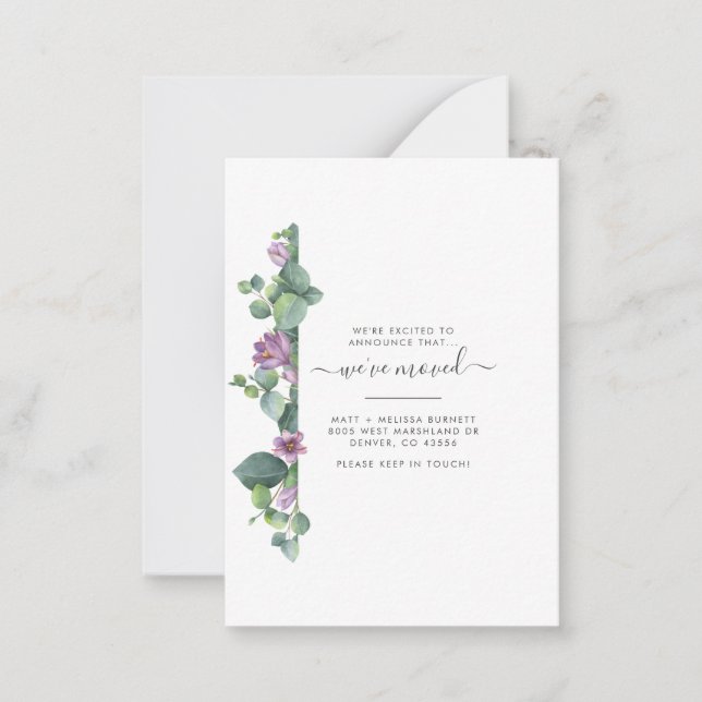 Vi har flyttat Eucalyptus Botanisk Flytta Anteckningskort (Framsida)