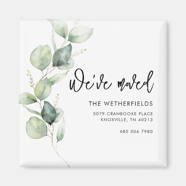 Vi Har Flyttat Eucalyptus Flyttar Returadress Magnet (Framsidan)