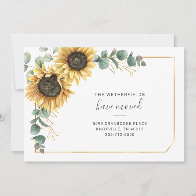 Vi har flyttat Eucalyptus Greenery SolrosFlytta Meddelande (Framsida)