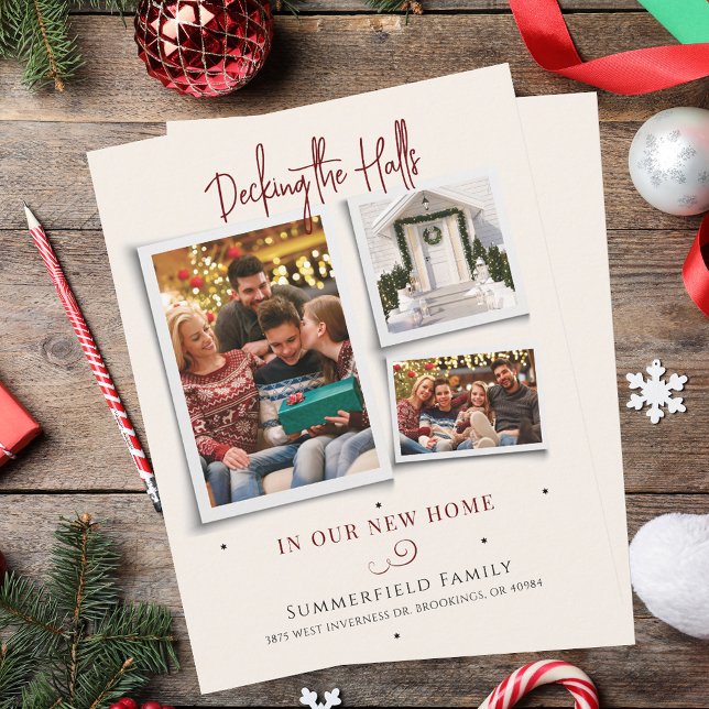 Vi har flyttat Family Photo Collage Flytta Julkort (We've Moved Family Photo Collage Christmas Moving Holiday Card)