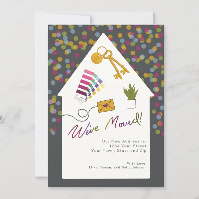 Vi har Flyttat färgförändringar av Adress-kortet Inbjudningar (Framsida)