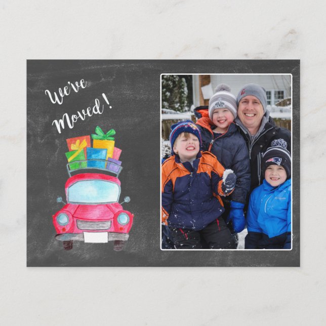 Vi har flyttat - färgkort för julkort vykort (Framsida)