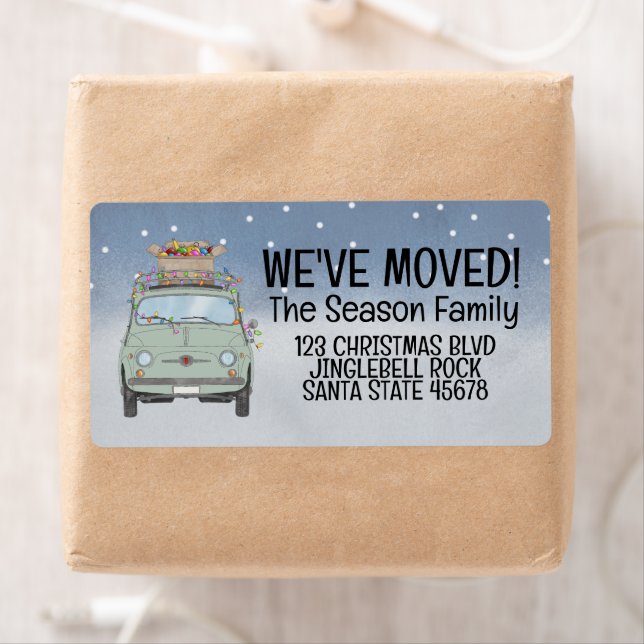 Vi har flyttat Fiat 500 julsträng Ljus Fraktsedel (Insitu)