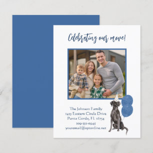 Vi har flyttat Firar Hund familjefotbudget Meddelande