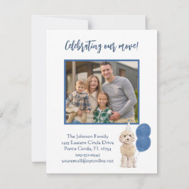 Vi har flyttat Firar Hund familjefotbudget Meddelande