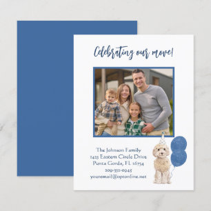 Vi har flyttat Firar Hund familjefotbudget Meddelande