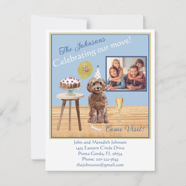 Vi Har Flyttat Firar Hund Foto Budget    Meddelande (Framsida)