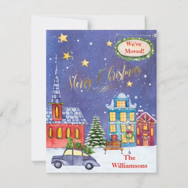 Vi har flyttat: Flat Flytta på jultomten Meddelande (Framsida)