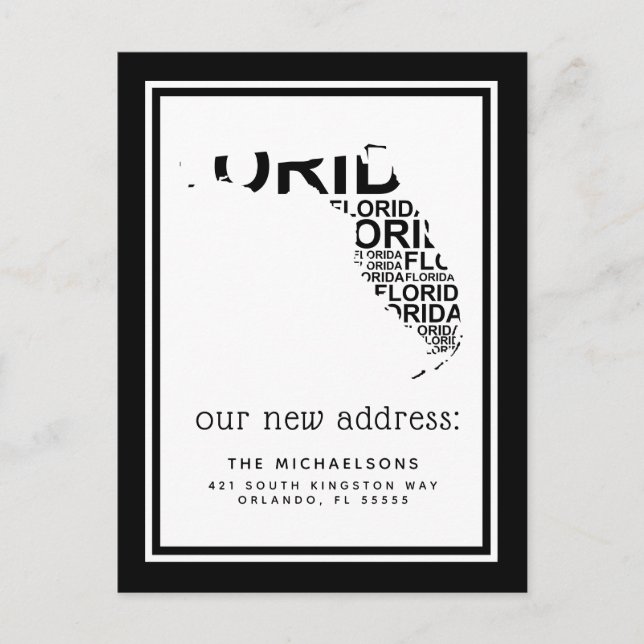 Vi har flyttat | Florida Typography Helg Vykort (Framsida)