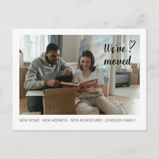 Vi har flyttat Flytta annonsfoto 1. Vykort (Framsida)