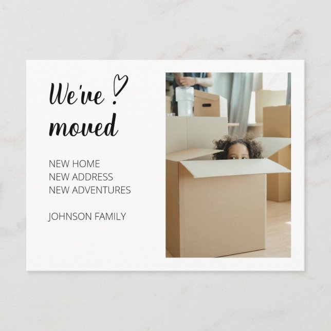 Vi har flyttat Flytta annonsfoto 2. Vykort (Framsida)