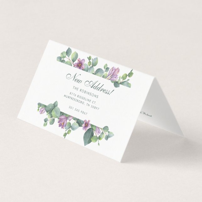 Vi har Flyttat Flytta om Eucalyptus Blommigt Kort (Framsida)