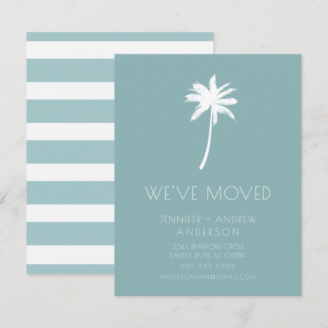 Vi har Flyttat Flytta om Handflatan Träd Inbjudningar (Fram/baksida)