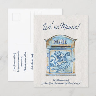 Vi har Flyttat Flytta om Watercolor Mail Meddelande Vykort